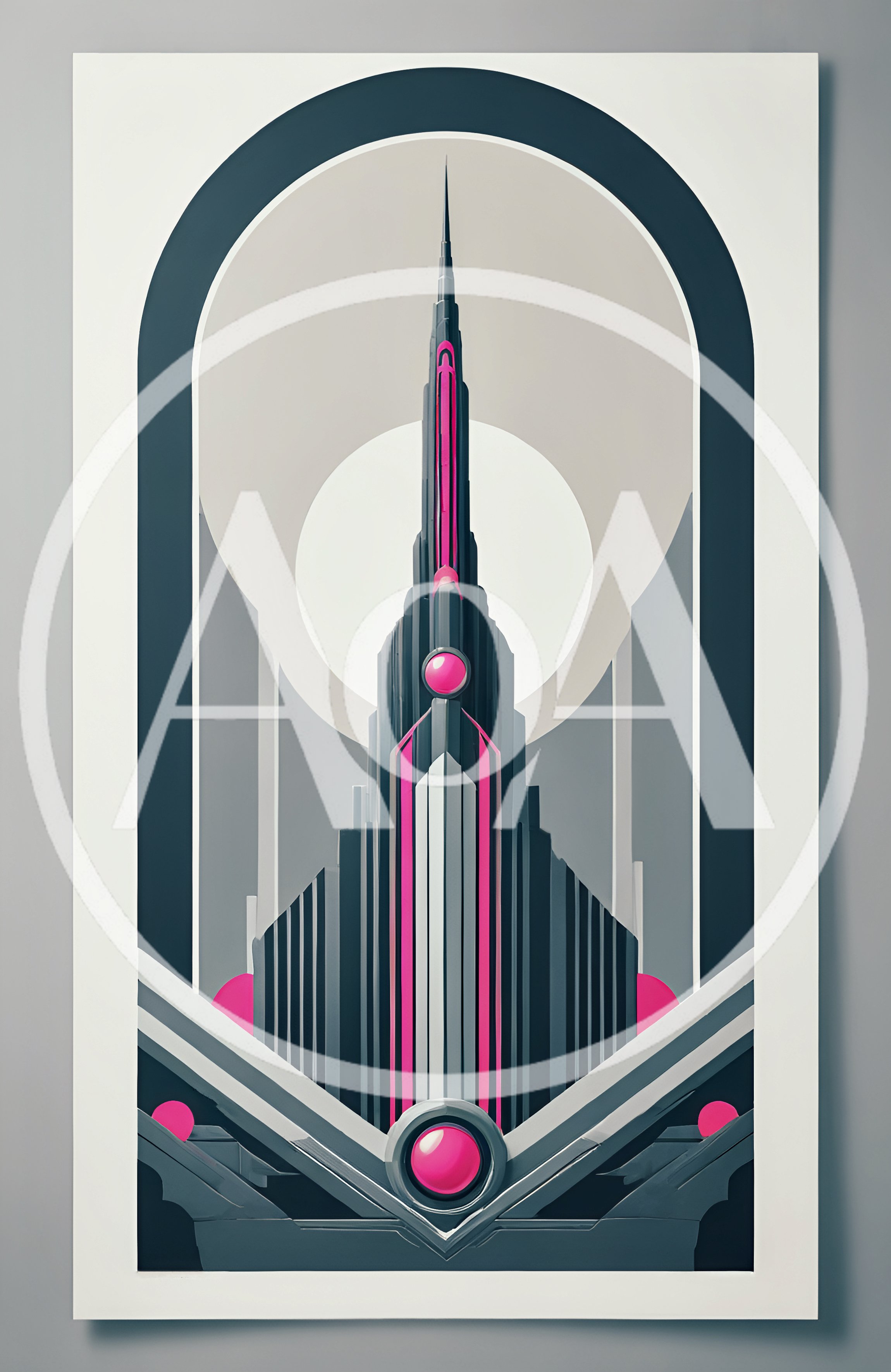 Art Deco Futuristic Skyscraper Illustration