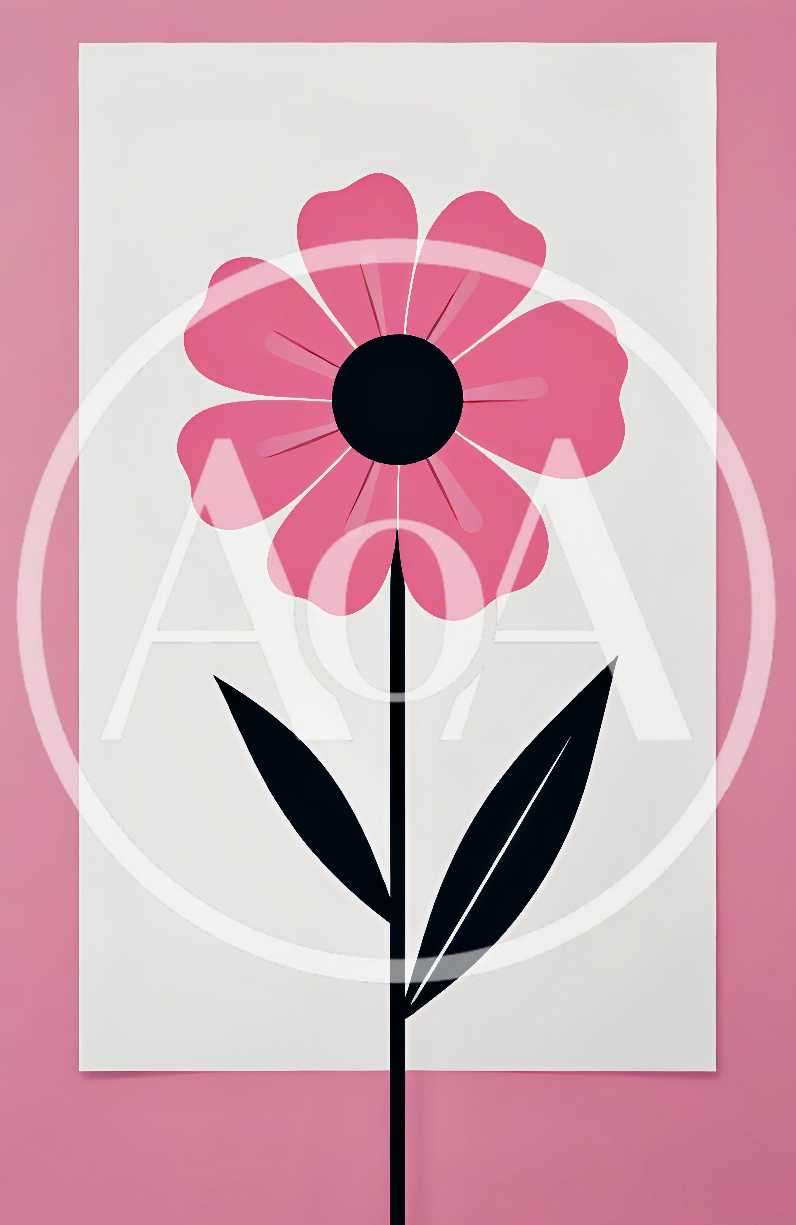 Minimalist Pink Flower Illustration On White Background