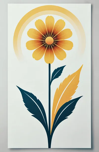Minimalist Stylized Yellow Flower Illustration