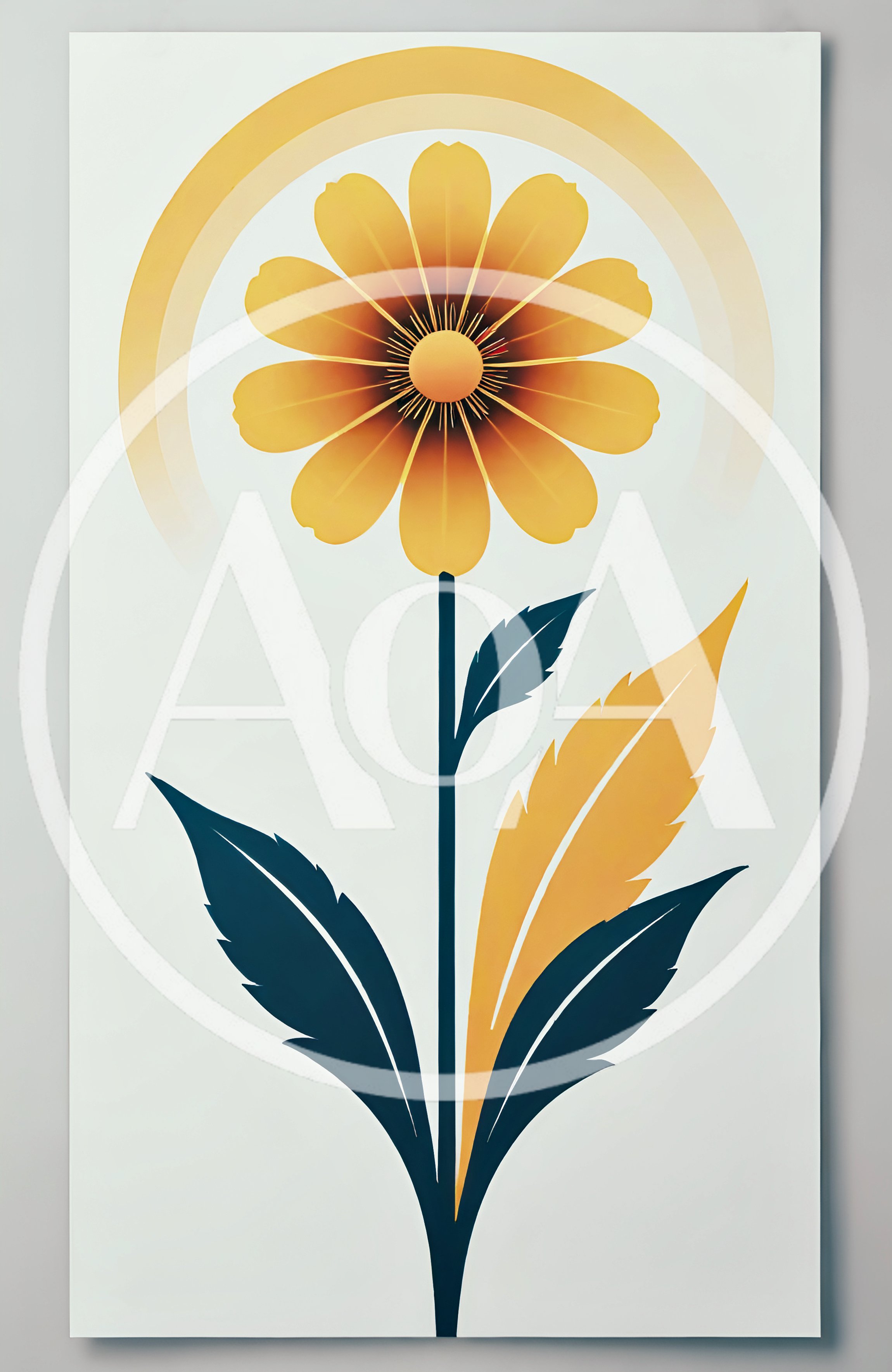 Minimalist Stylized Yellow Flower Illustration