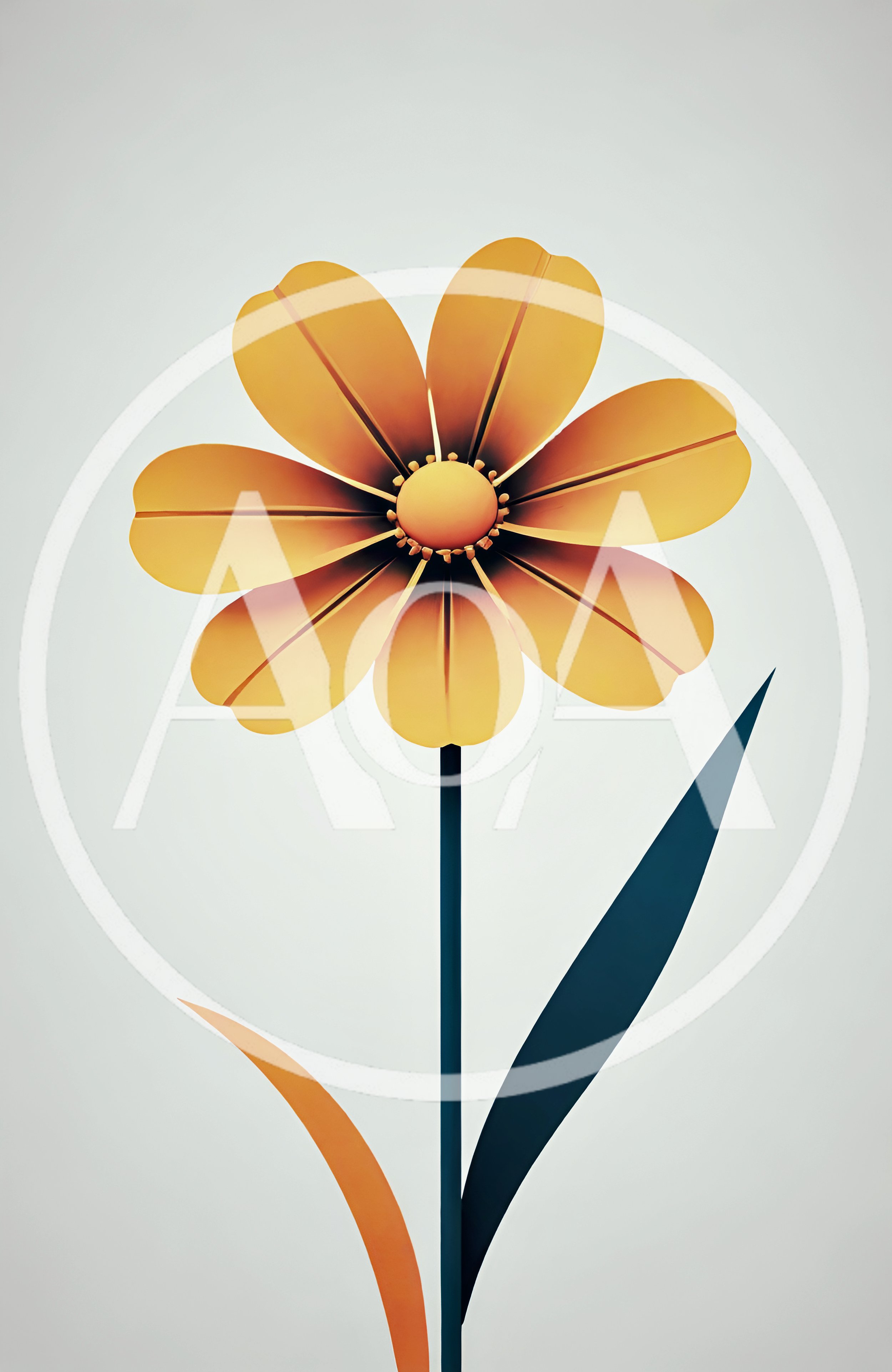 Minimalist 3D Rendered Yellow Flower Illustration