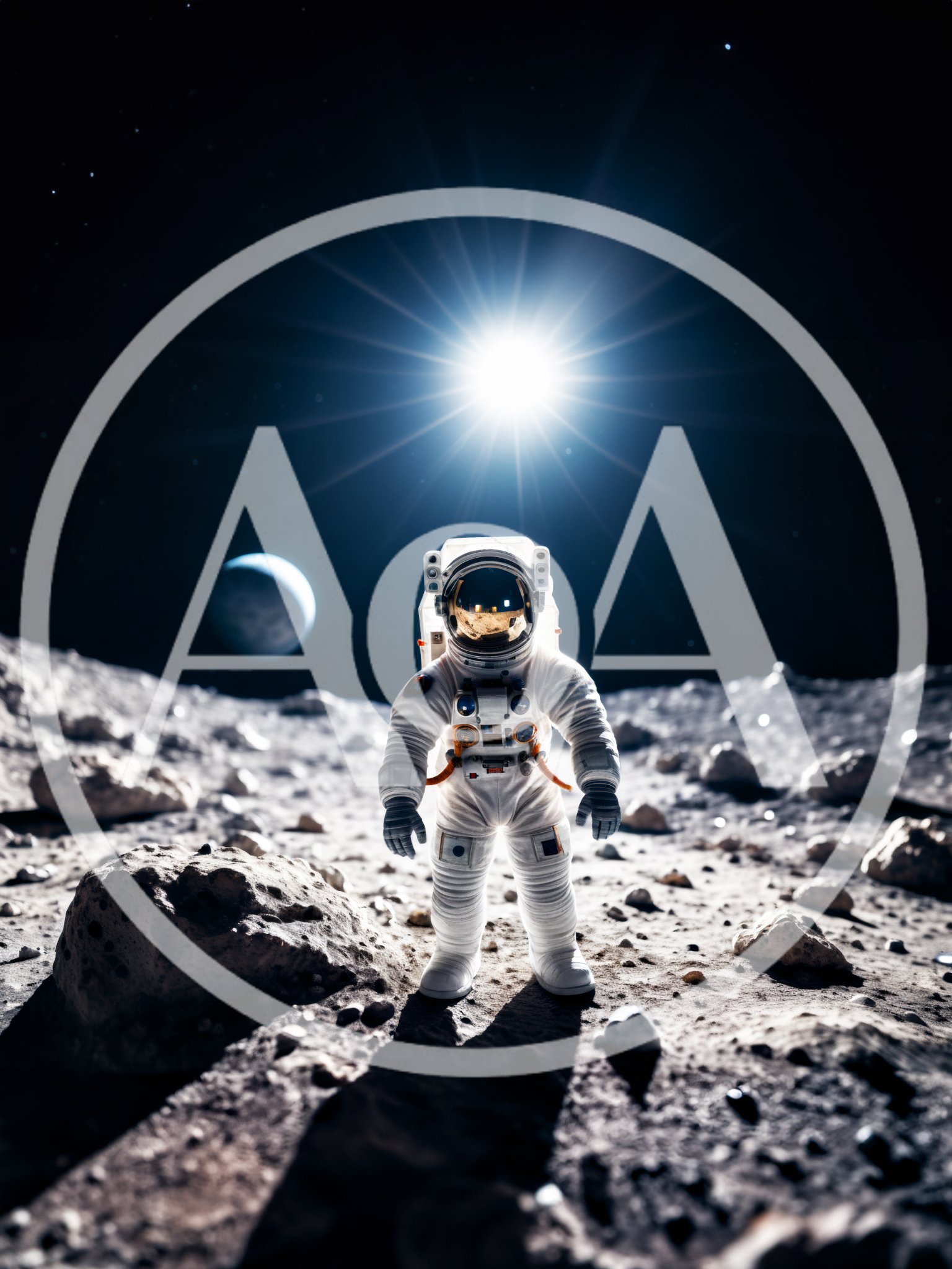 Astronaut Standing Alone On The Lunar Surface
