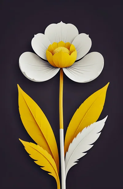 Minimalist Paper Craft Flower Illustration
