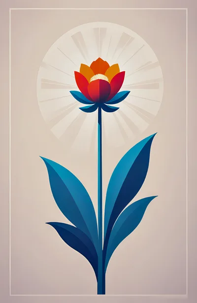 Minimalist Stylized Flower Illustration With Radiant Background