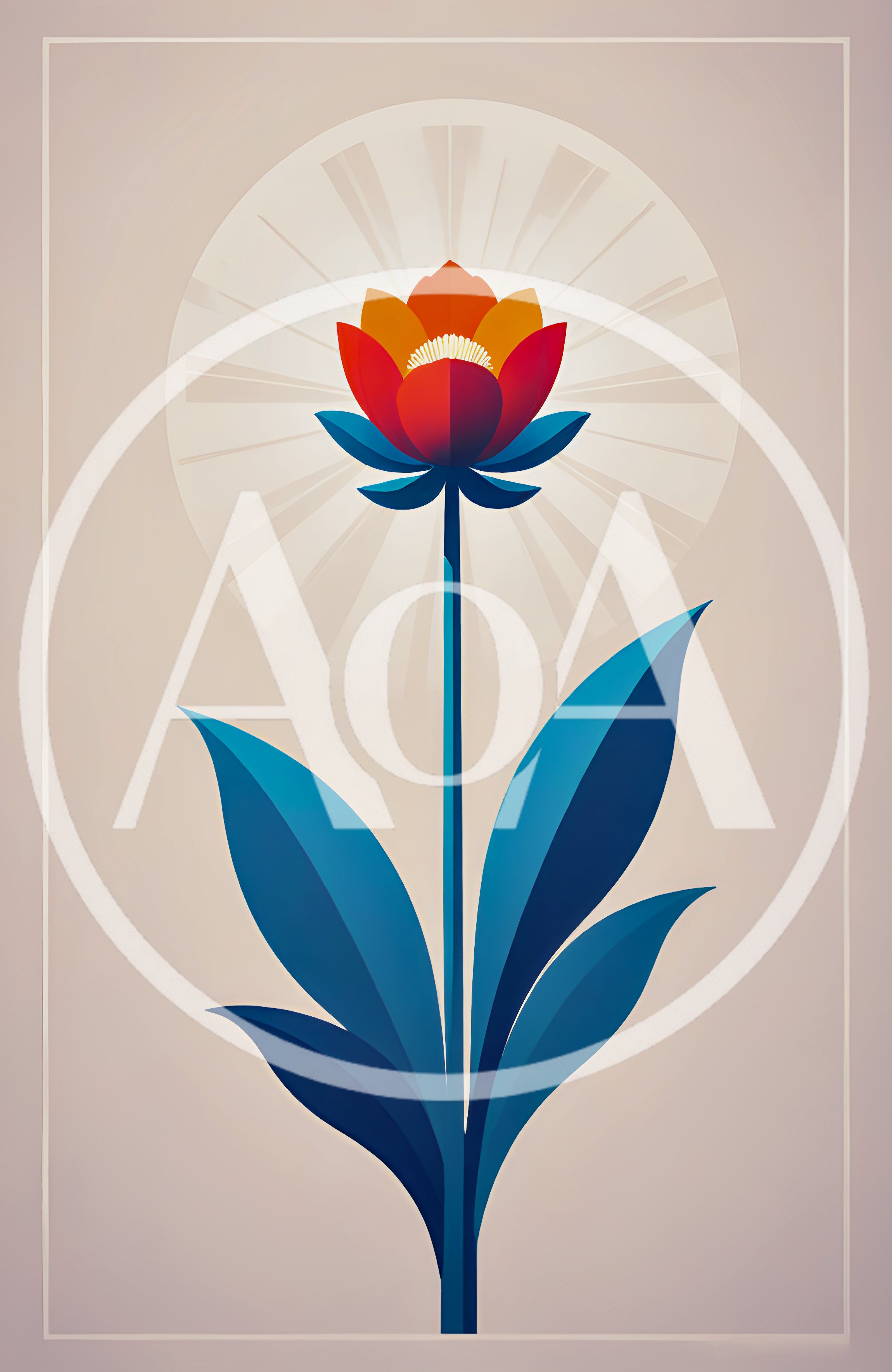 Minimalist Stylized Flower Illustration With Radiant Background