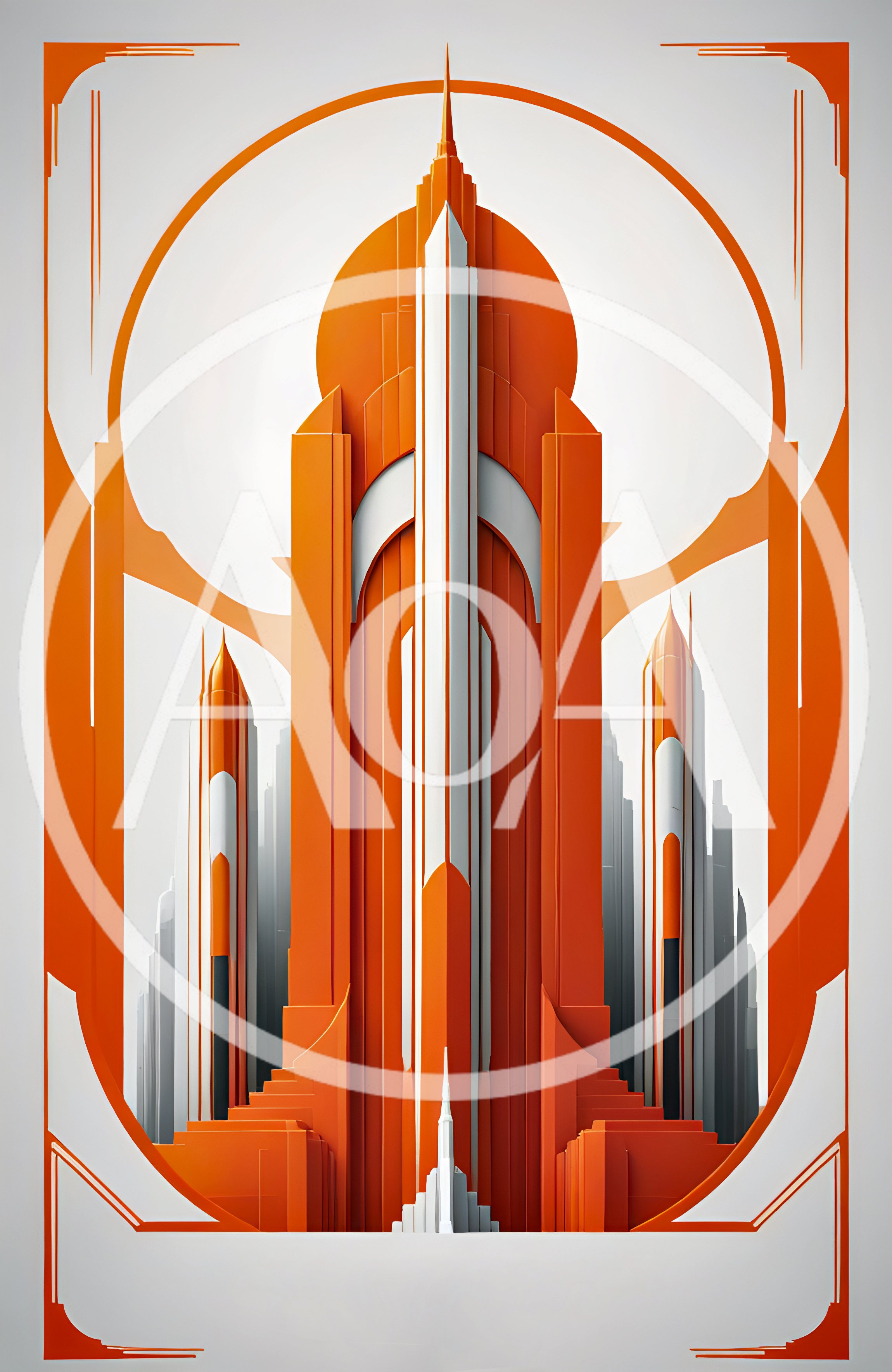 Art Deco Style Futuristic Skyscraper Illustration