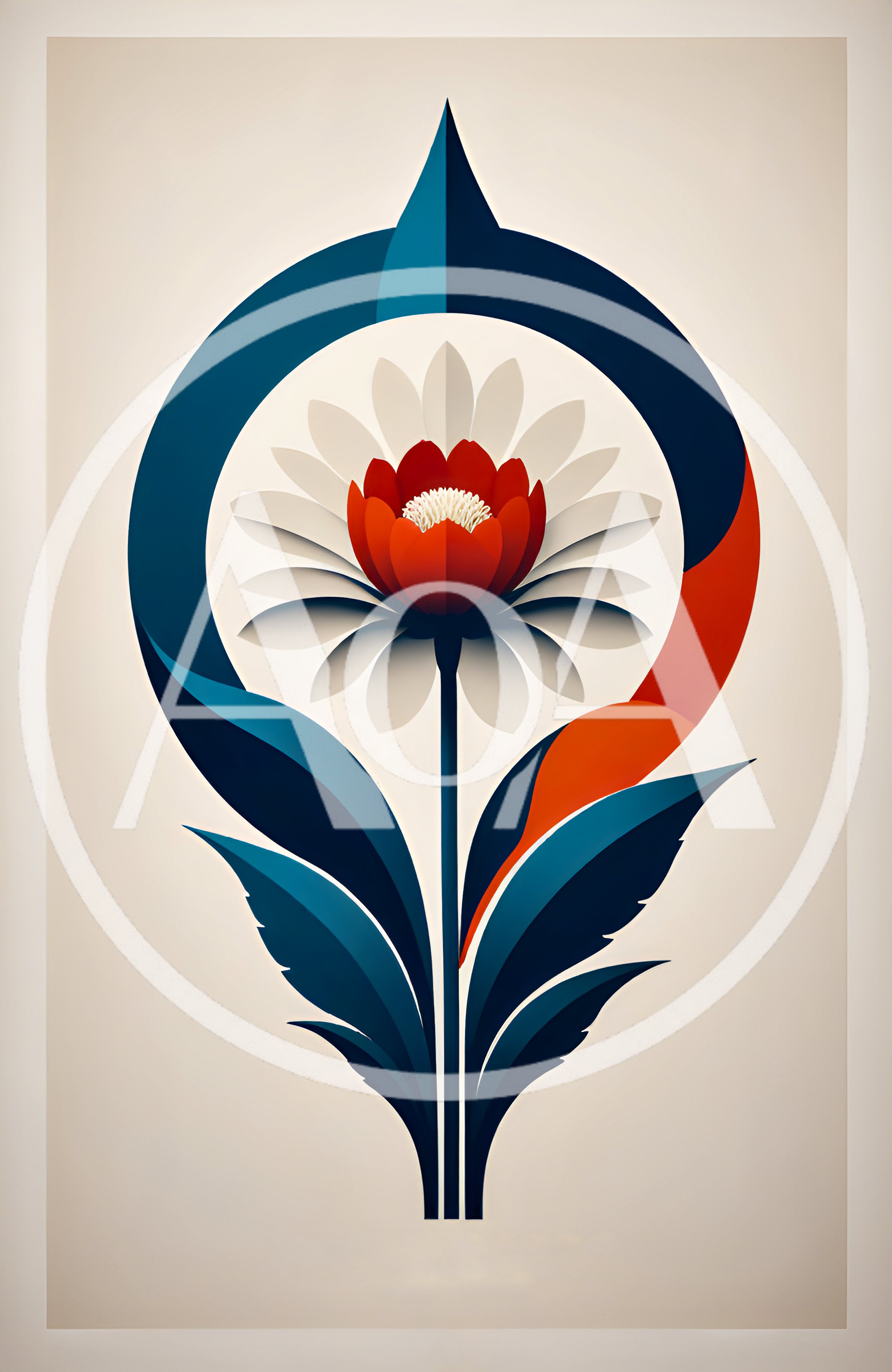 Minimalist Floral Illustration With Geometric Abstract Elements