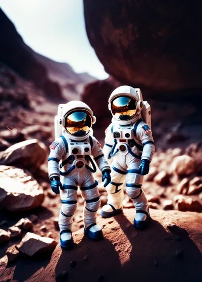 Two Astronauts Standing On The Surface Of Mars