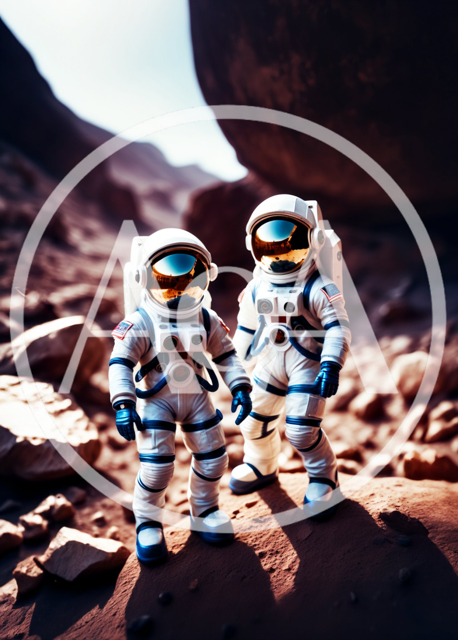 Two Astronauts Standing On The Surface Of Mars