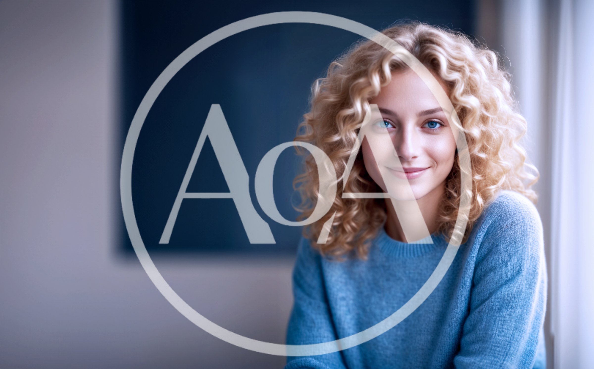 Portrait Of A Young Woman With Curly Blonde Hair