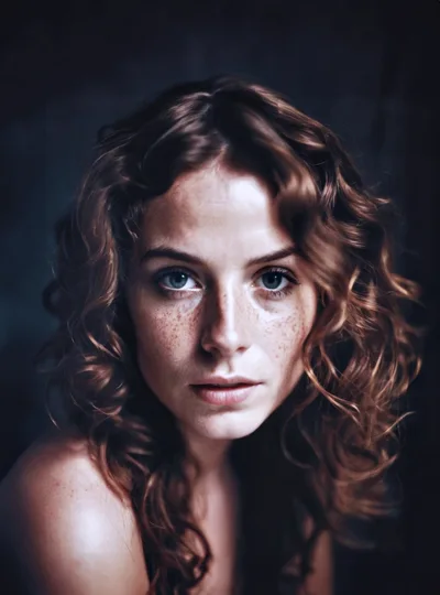 Portrait Of A Young Woman With Curly Hair