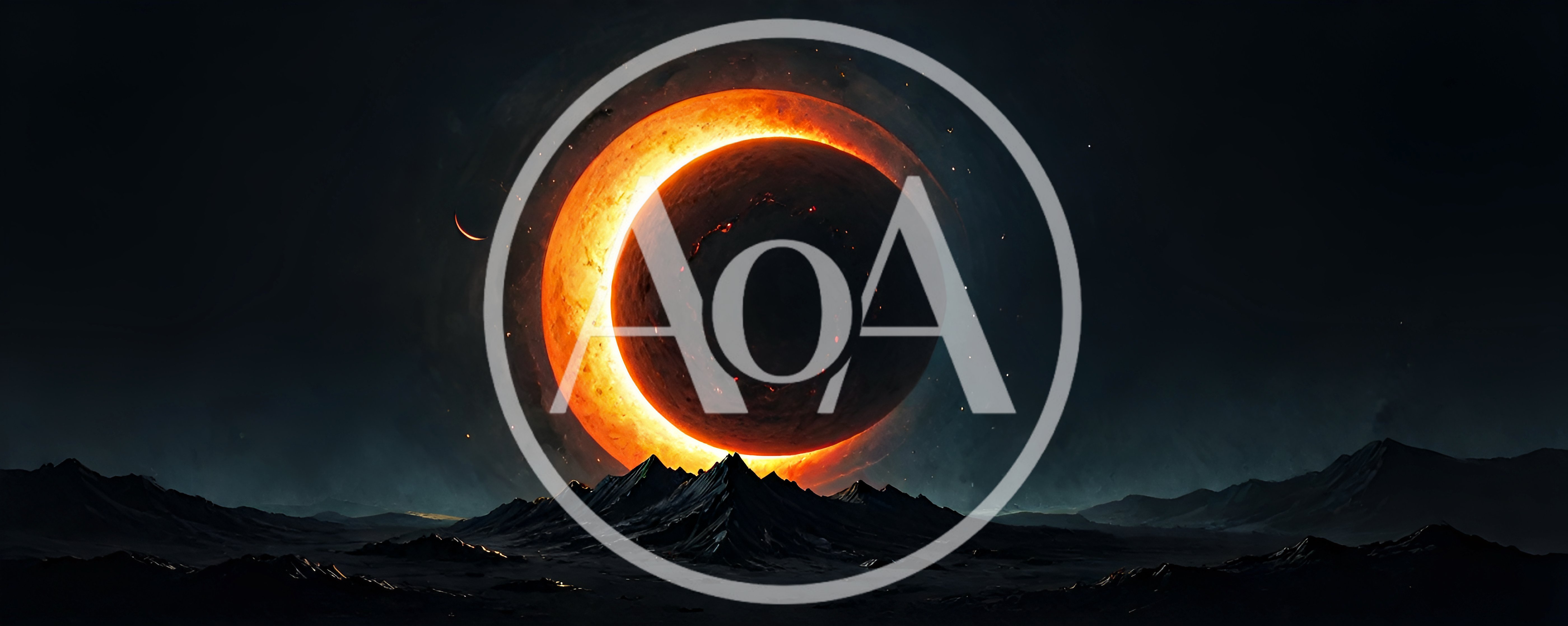Solar Eclipse Over A Dark Alien Mountain Landscape