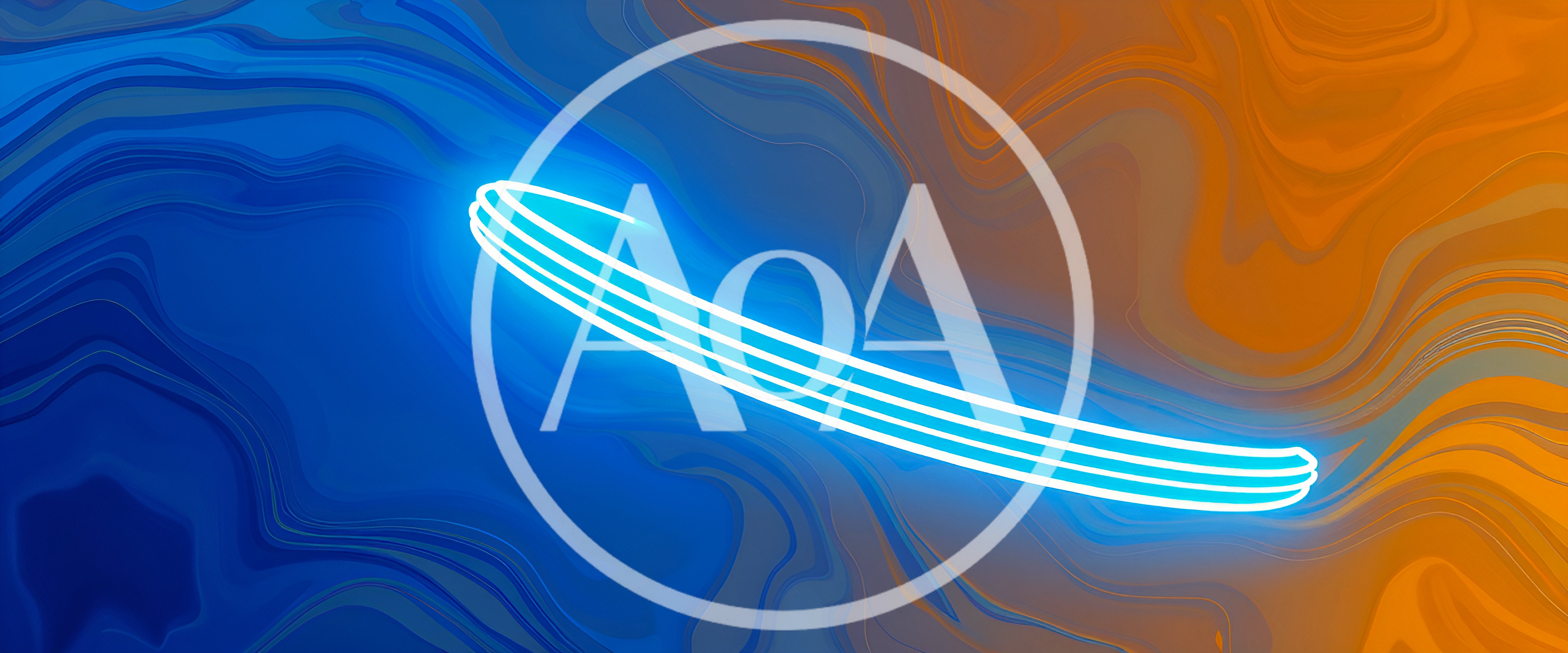 Glowing Neon Light Trails On Abstract Liquid Background
