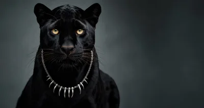Black Panther Wearing A Silver Claw Necklace