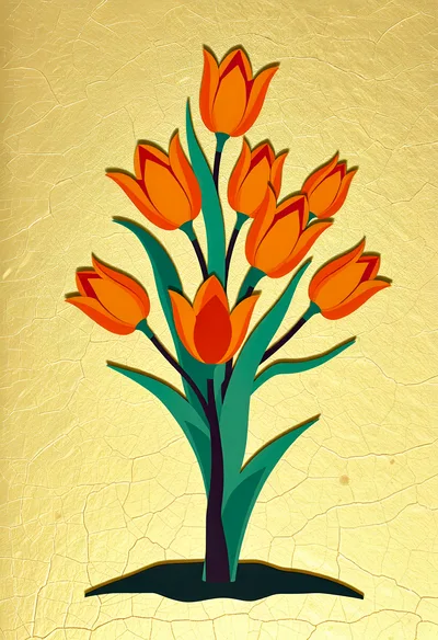 Stylized Orange Tulip Bouquet Illustration