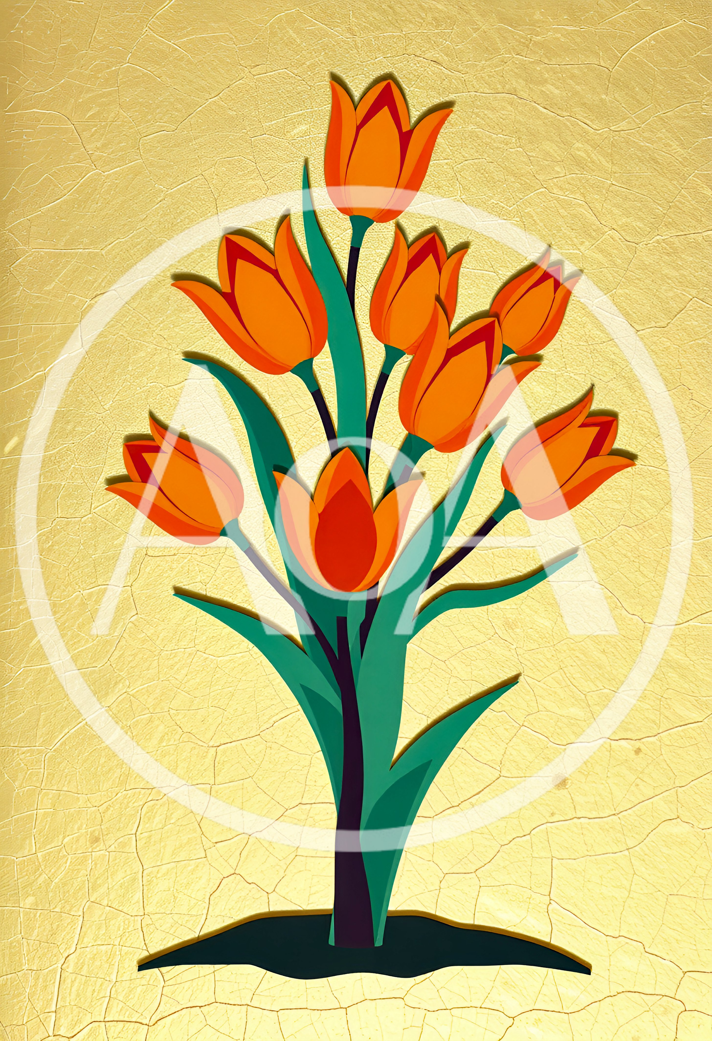 Stylized Orange Tulip Bouquet Illustration