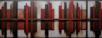 Abstract Metal Wall Art Sculpture With Red And Black Panels