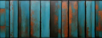 Vertical Metal Panels With Oxidized Copper Patina Texture