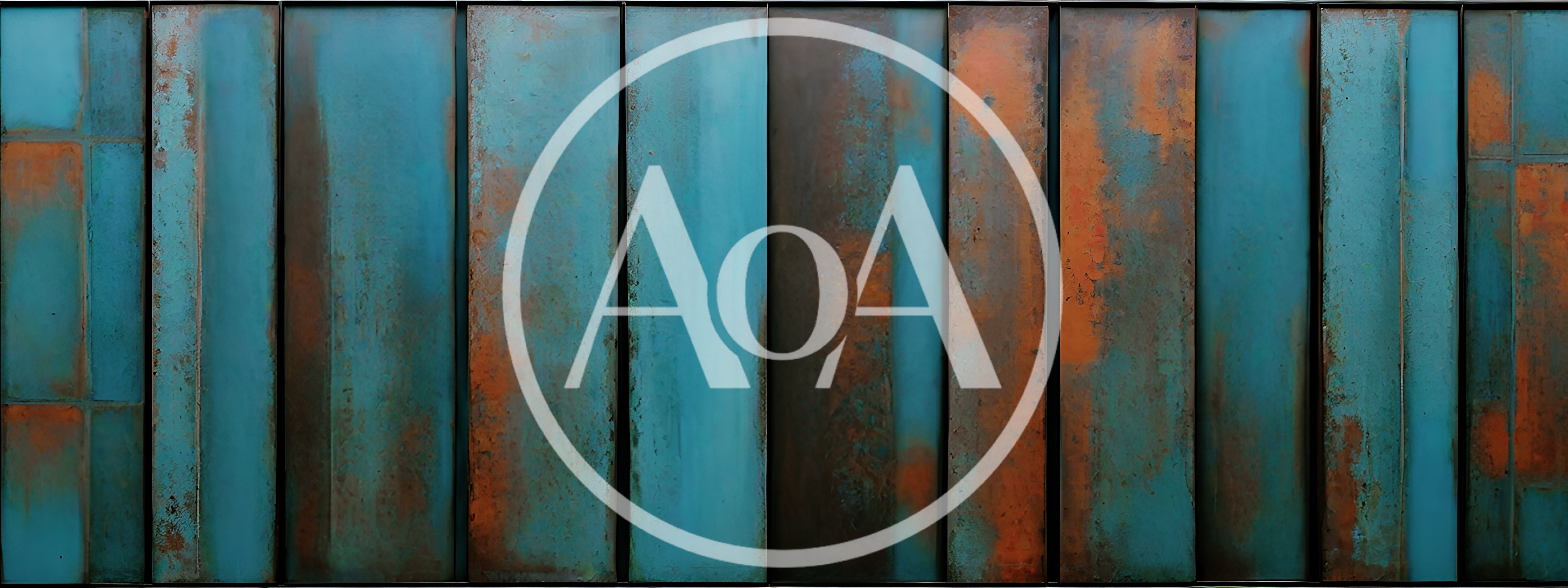 Vertical Metal Panels With Oxidized Copper Patina Texture