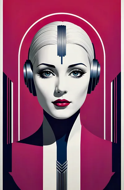 Art Deco Style Portrait Of A Futuristic Woman