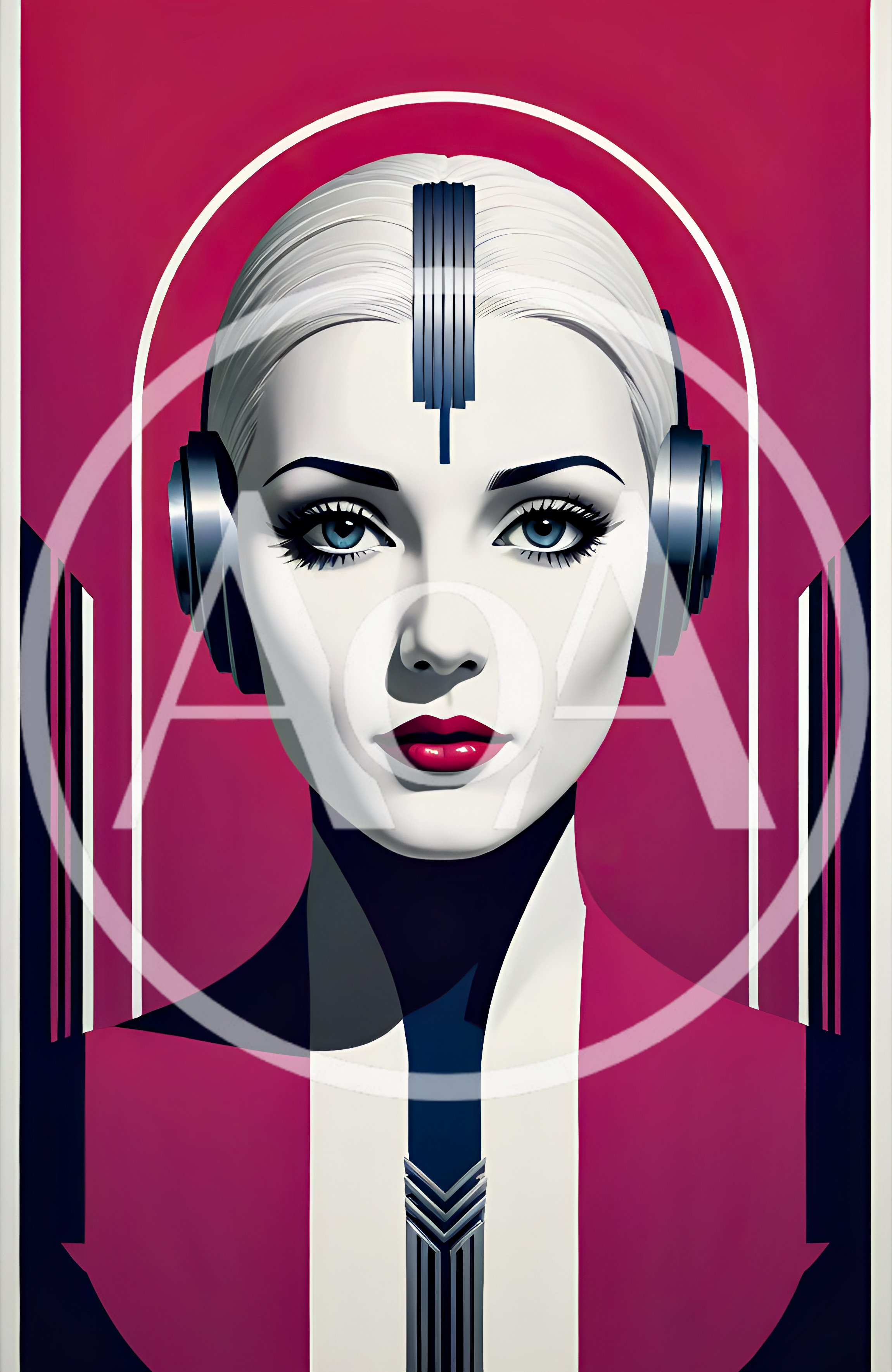 Art Deco Style Portrait Of A Futuristic Woman