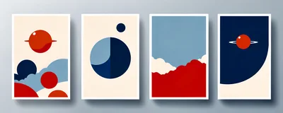 Set Of Four Minimalist Abstract Space Art Prints