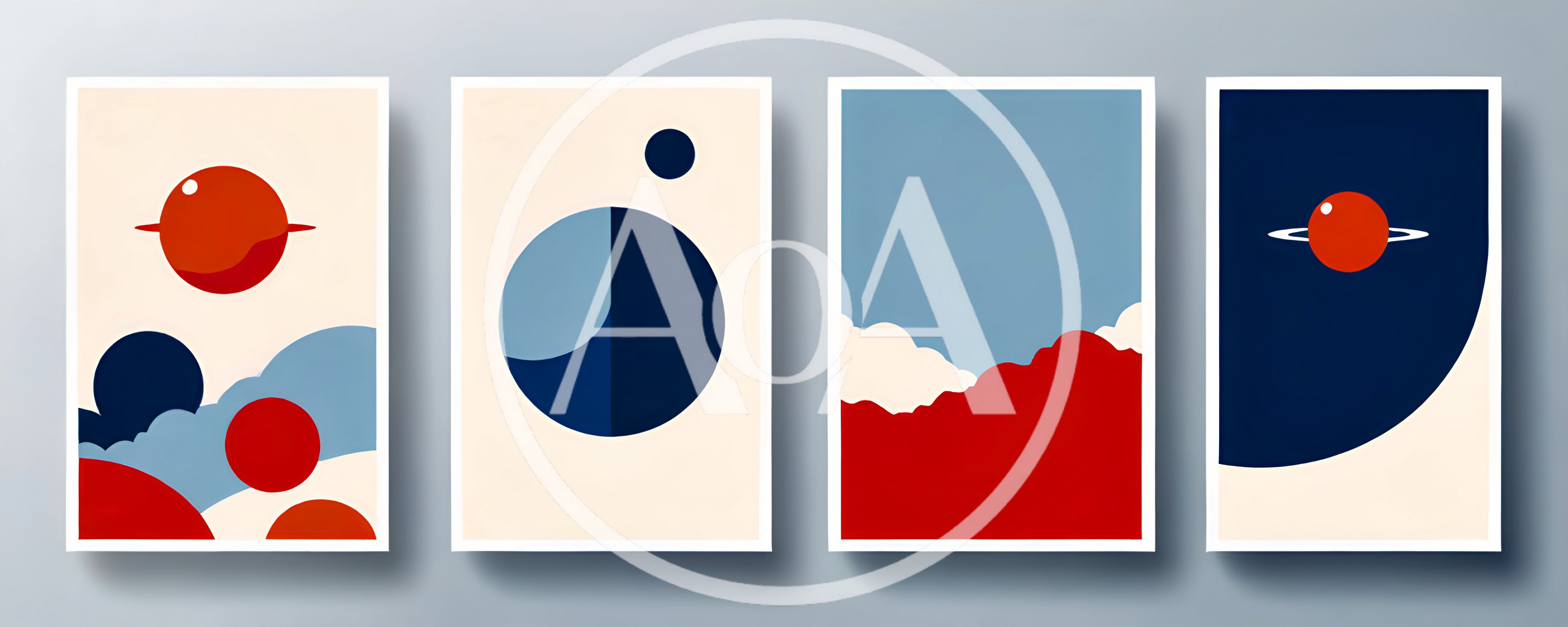 Set Of Four Minimalist Abstract Space Art Prints