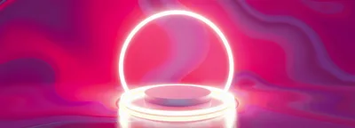 Neon Circular Podium With Abstract Liquid Background