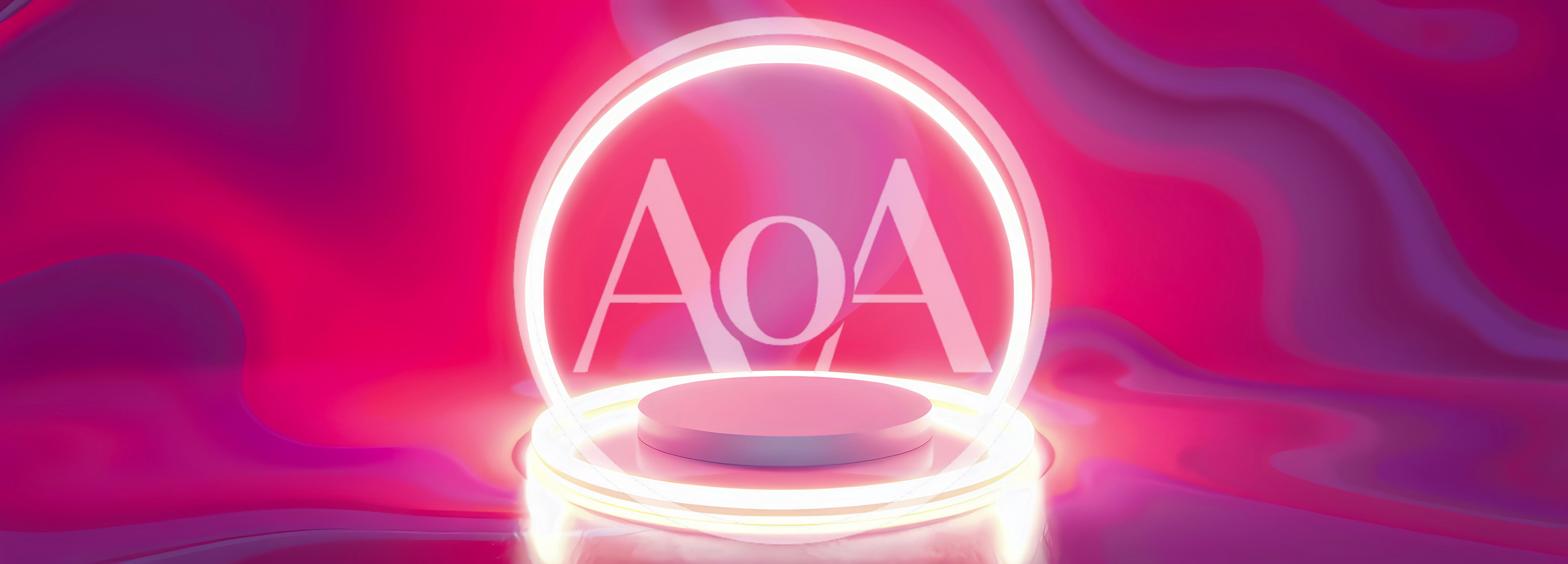Neon Circular Podium With Abstract Liquid Background