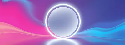 Abstract Neon Circle Frame With Fluid Gradient Background