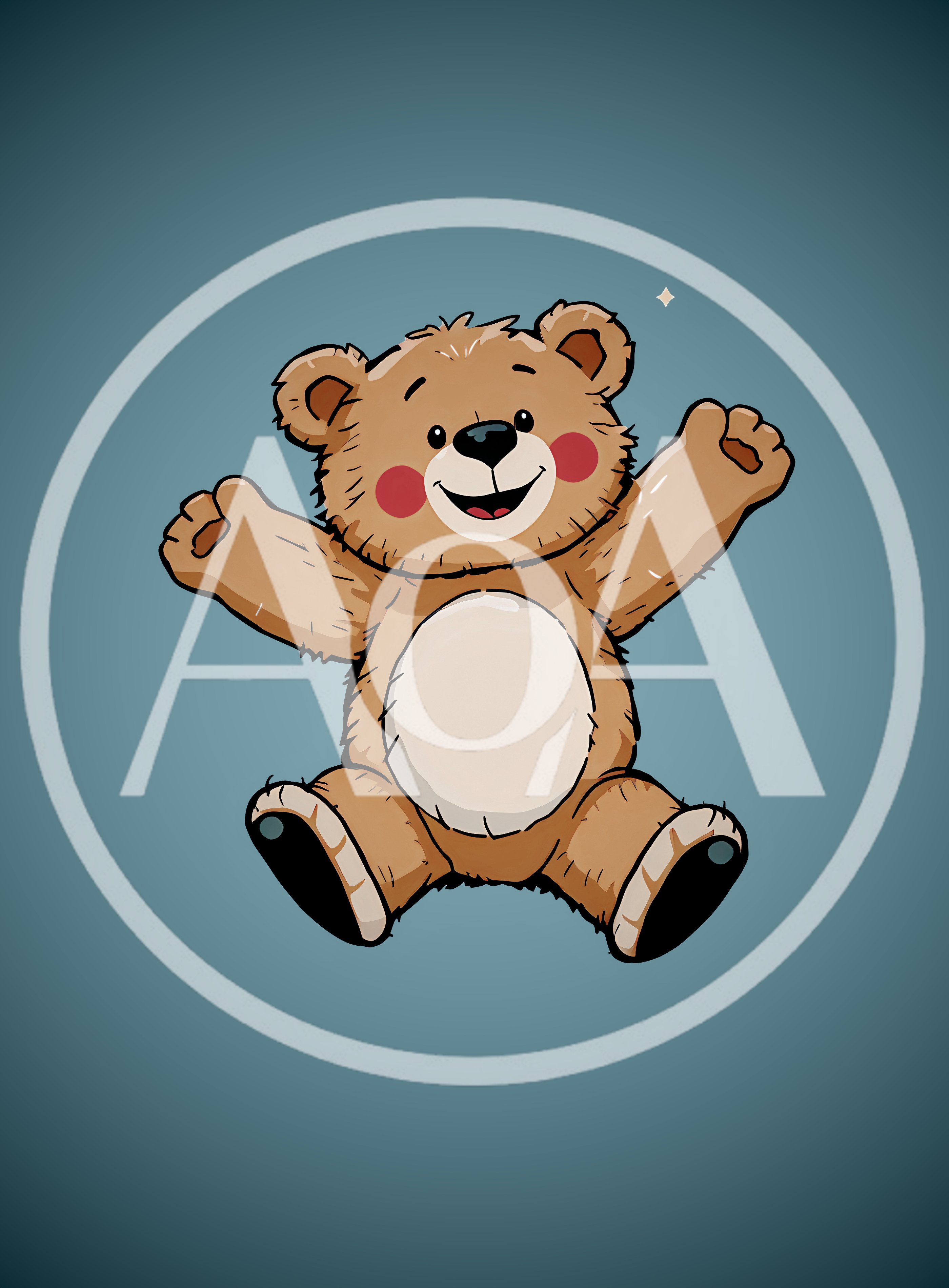Cute Cartoon Teddy Bear Jumping With Joy