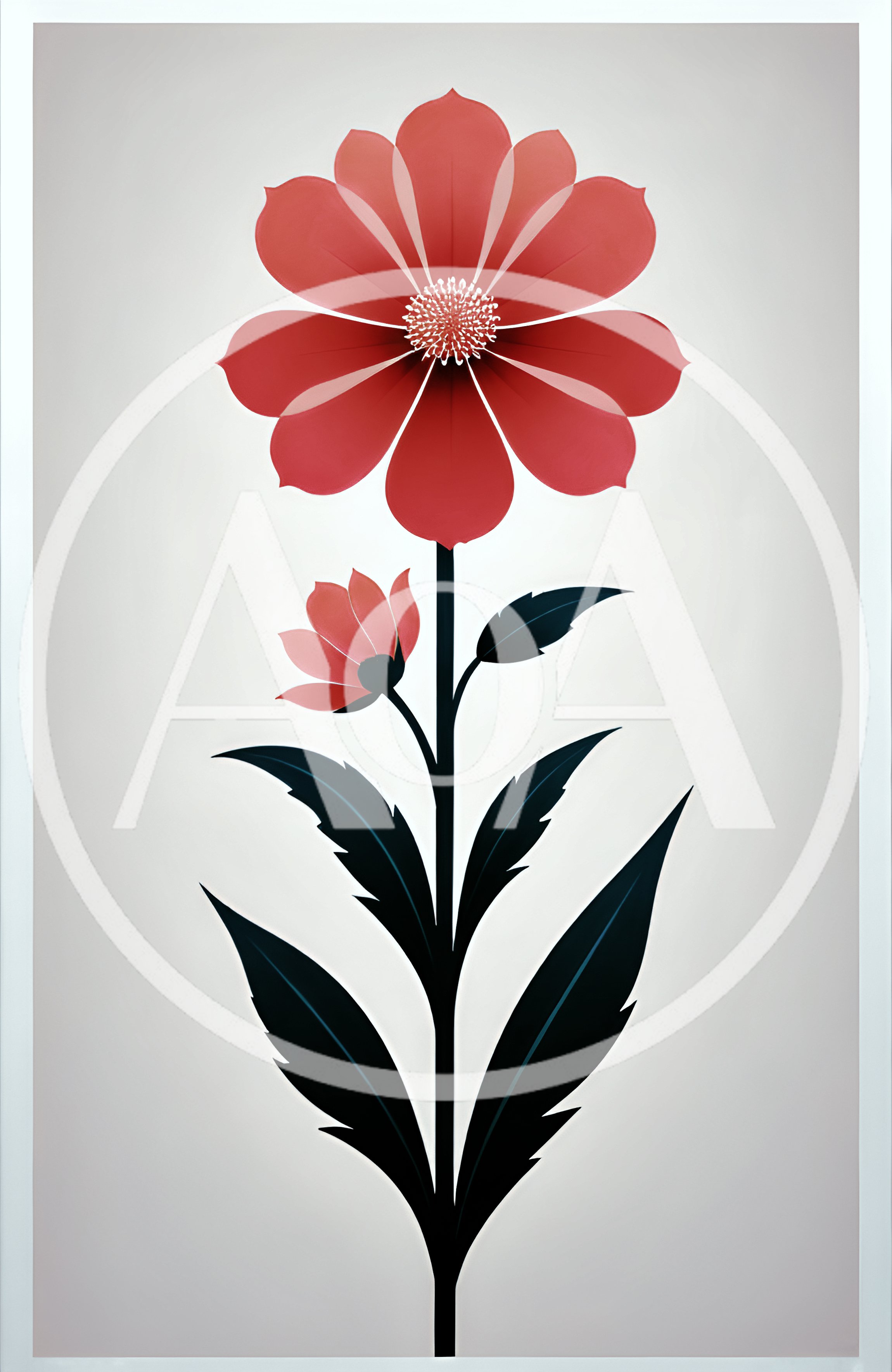 Minimalist Illustration Of A Red Flower