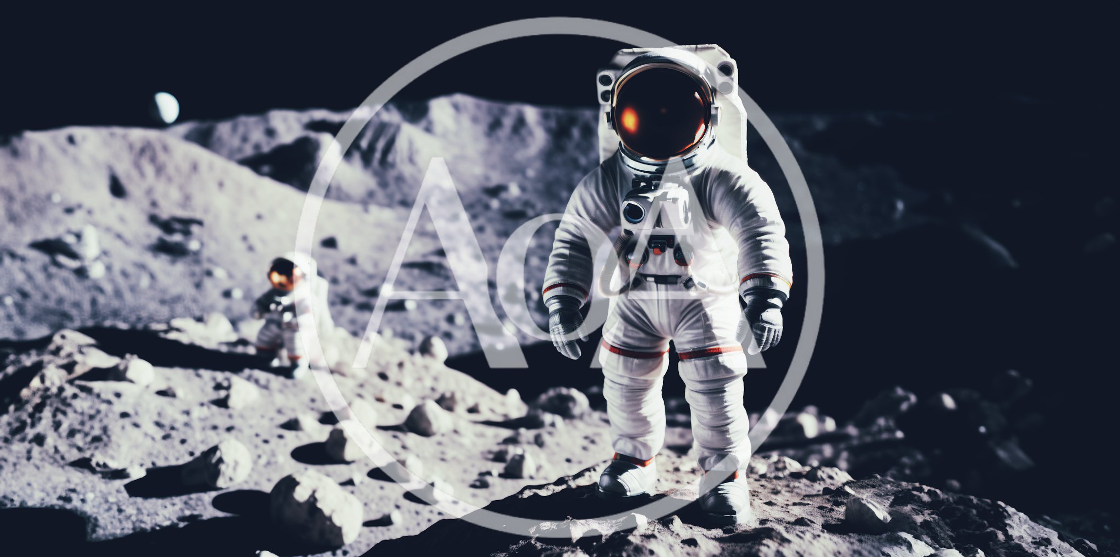 Two Astronauts Exploring The Lunar Surface Of The Moon