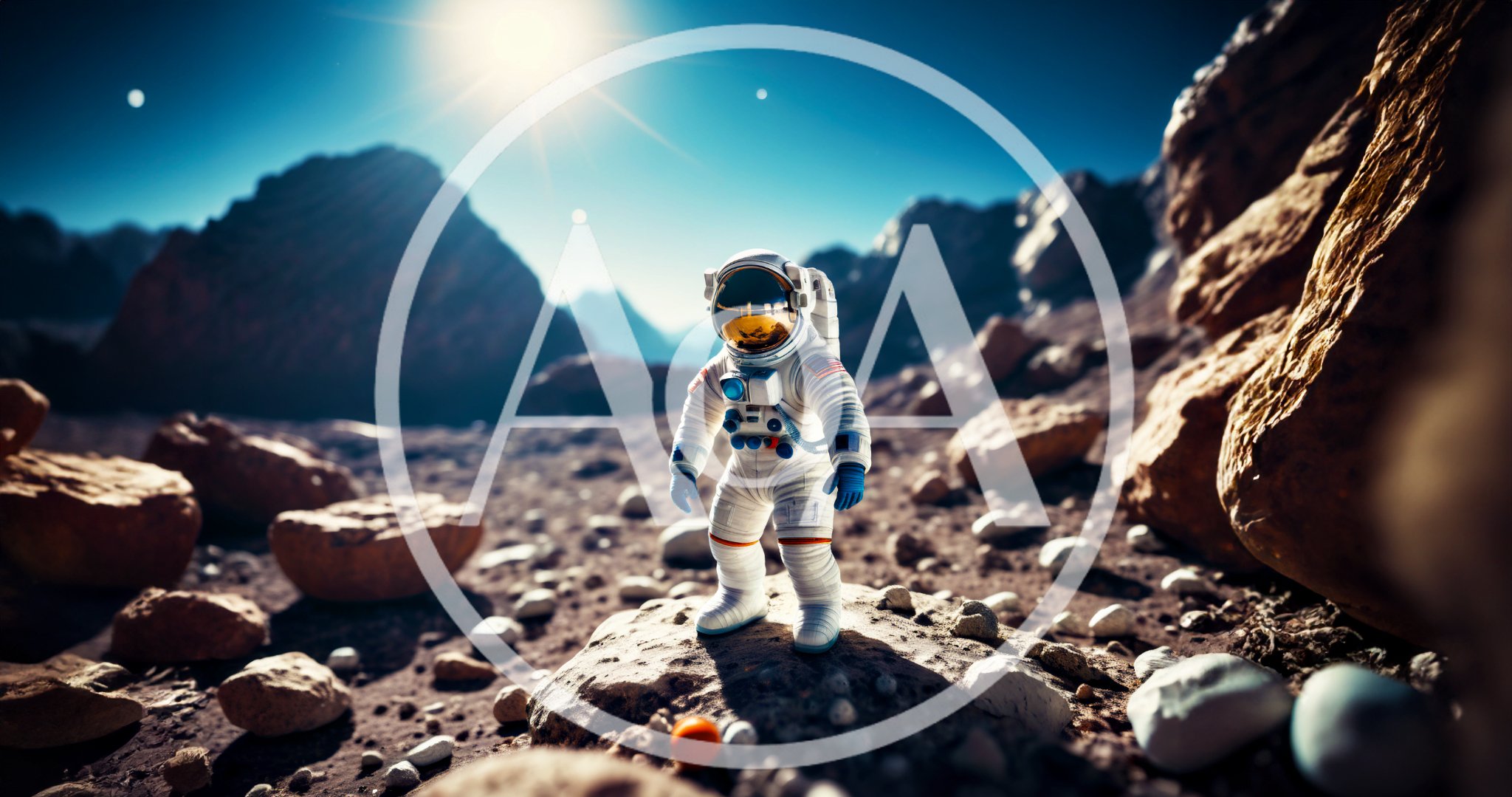 Astronaut Standing On A Rocky Alien Planet Surface