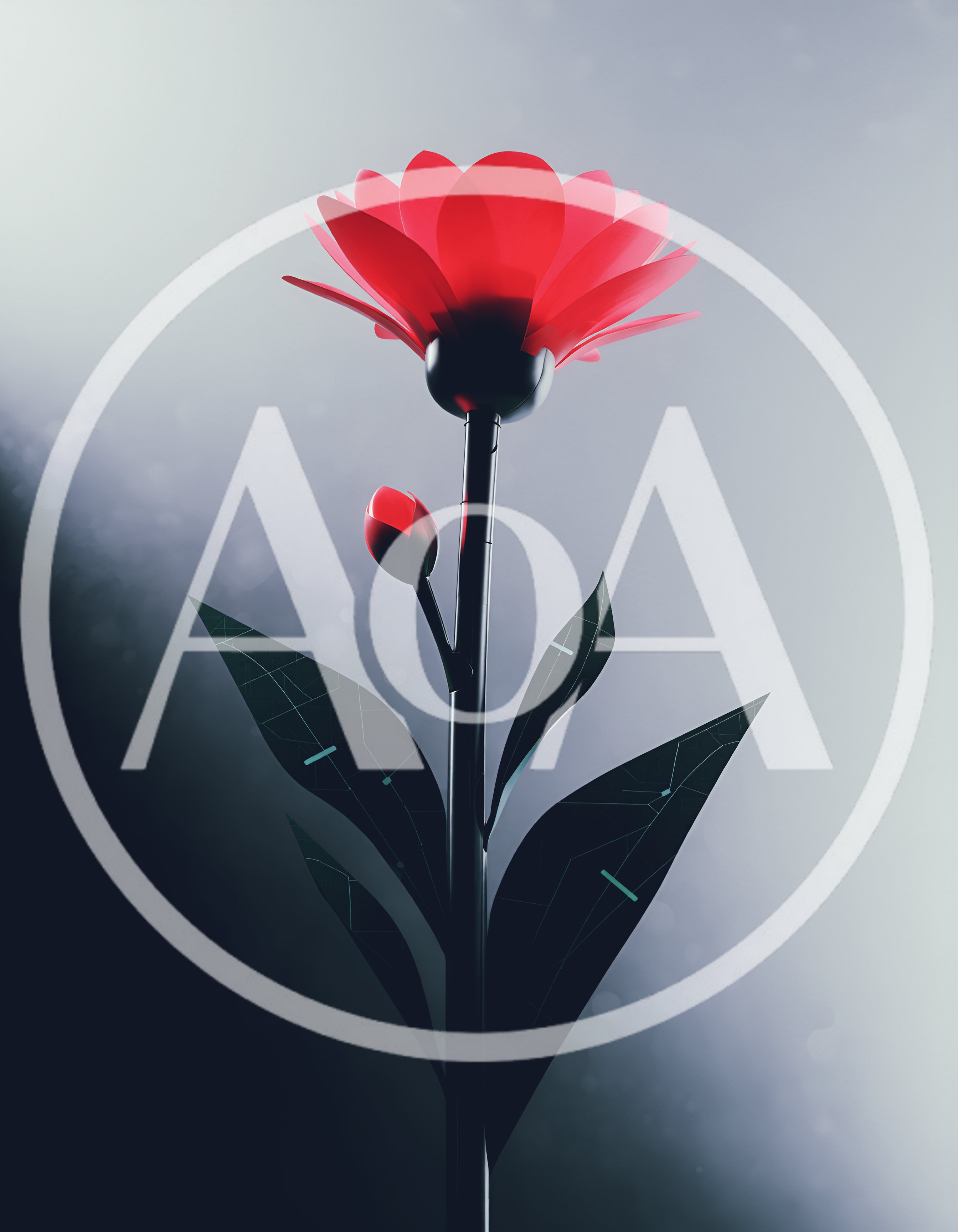 Futuristic Robotic Flower With Glowing Digital Circuitry