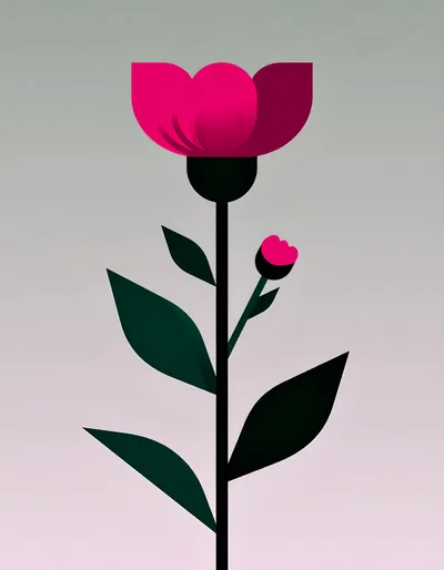 Minimalist Vector Illustration Of A Pink Flower