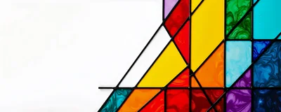 Abstract Stained Glass Window With Geometric Colorful Patterns