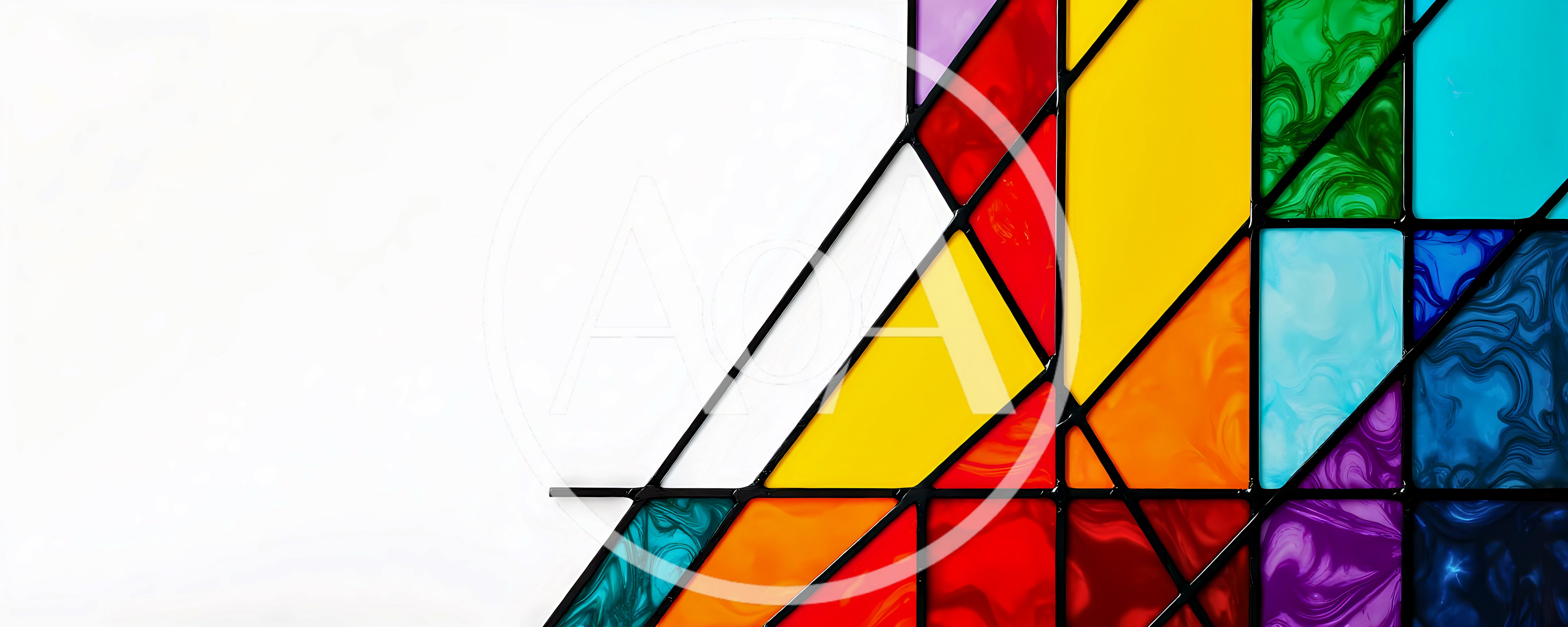 Abstract Stained Glass Window With Geometric Colorful Patterns