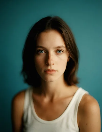 Portrait Of A Young Woman With Blue Eyes