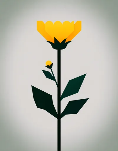Minimalist Vector Illustration Of A Single Yellow Flower