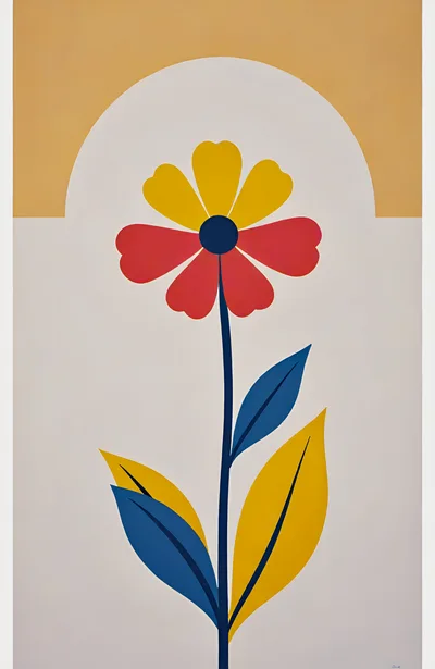 Minimalist Mid Century Modern Flower Illustration