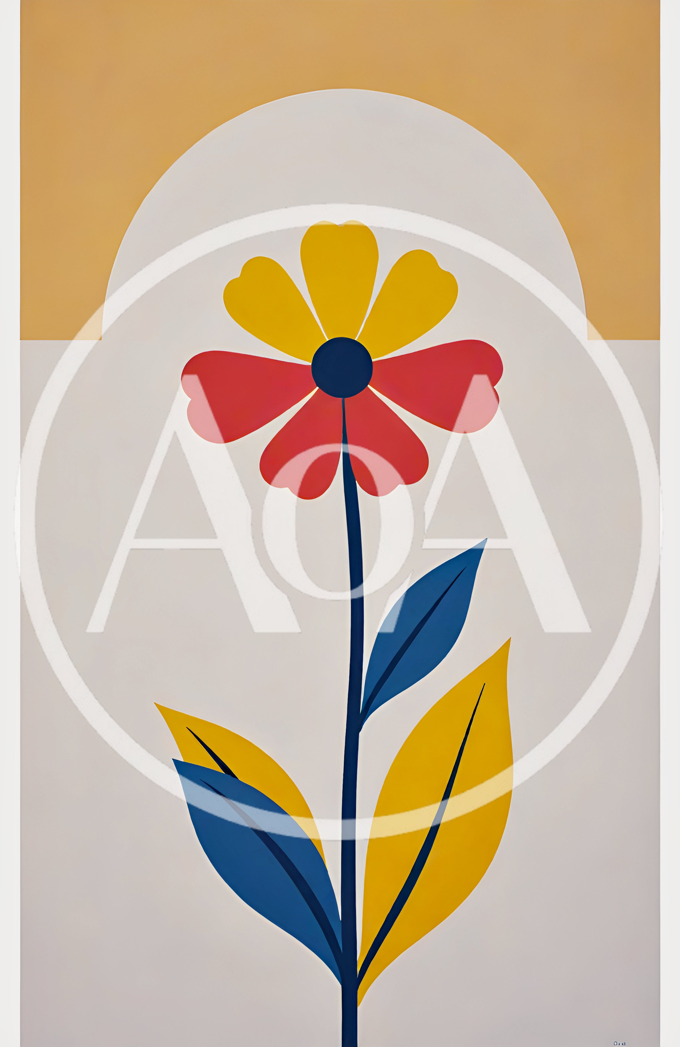 Minimalist Mid Century Modern Flower Illustration