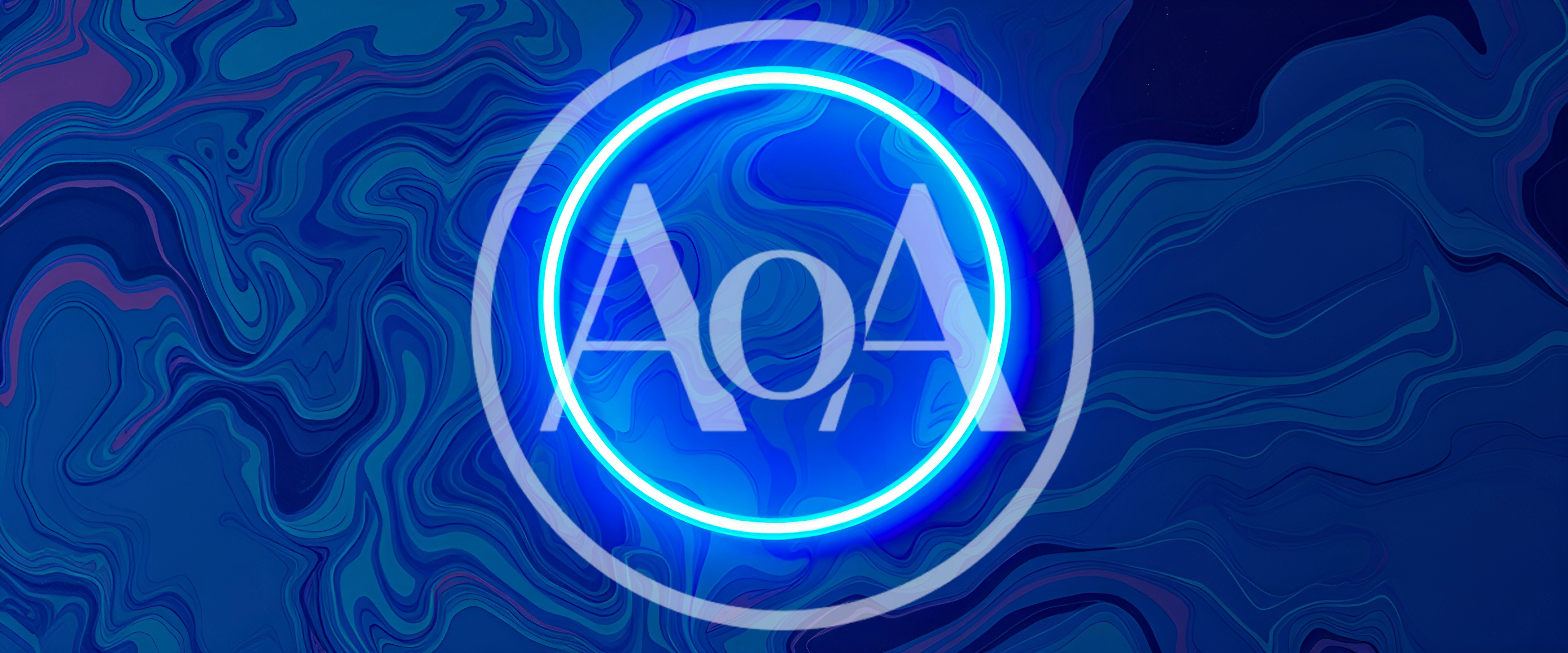 Glowing Neon Blue Circle On Abstract Liquid Background