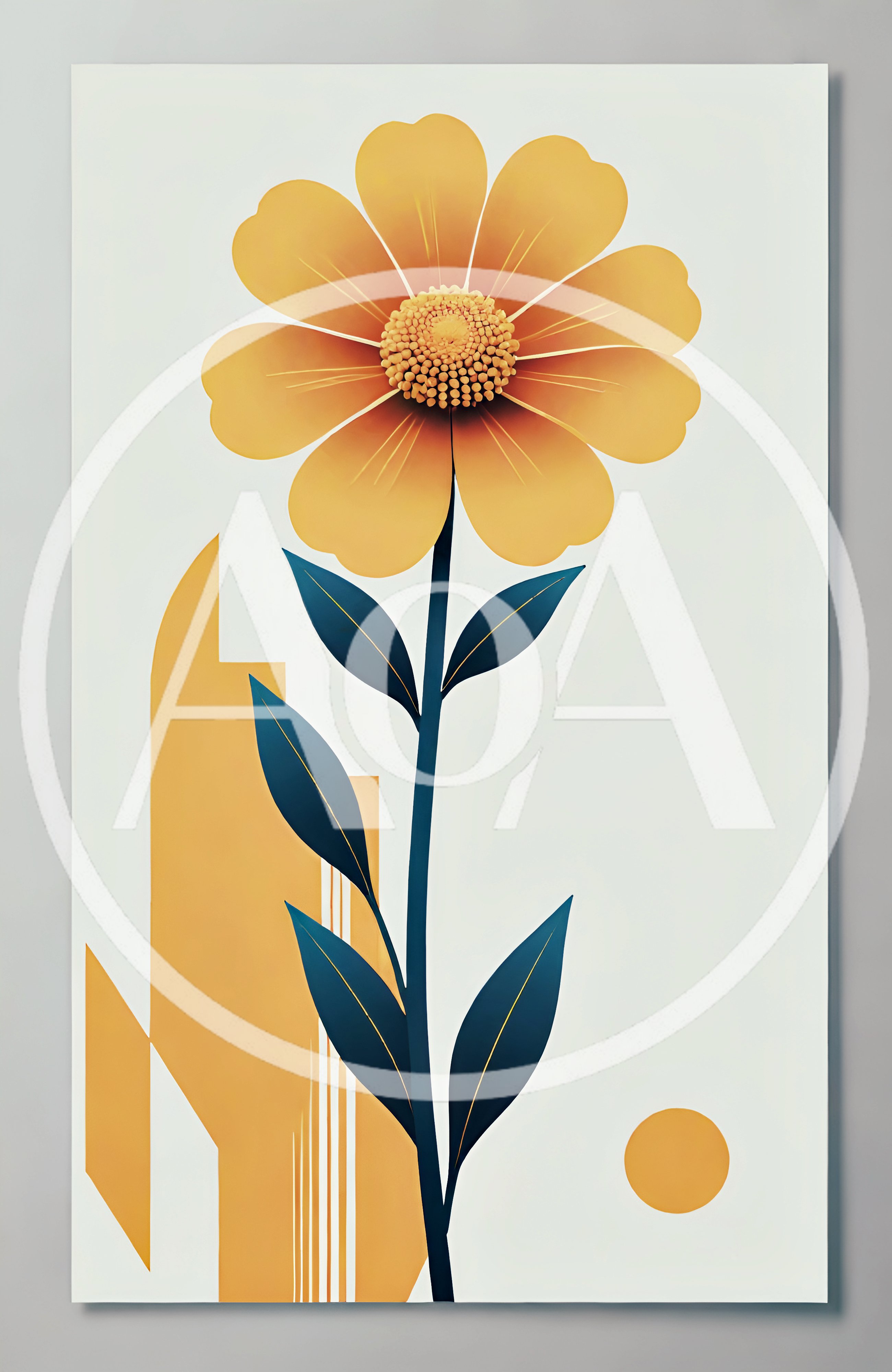 Minimalist Yellow Flower Illustration With Geometric Shapes