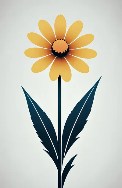 Minimalist Illustration Of A Single Yellow Daisy Flower