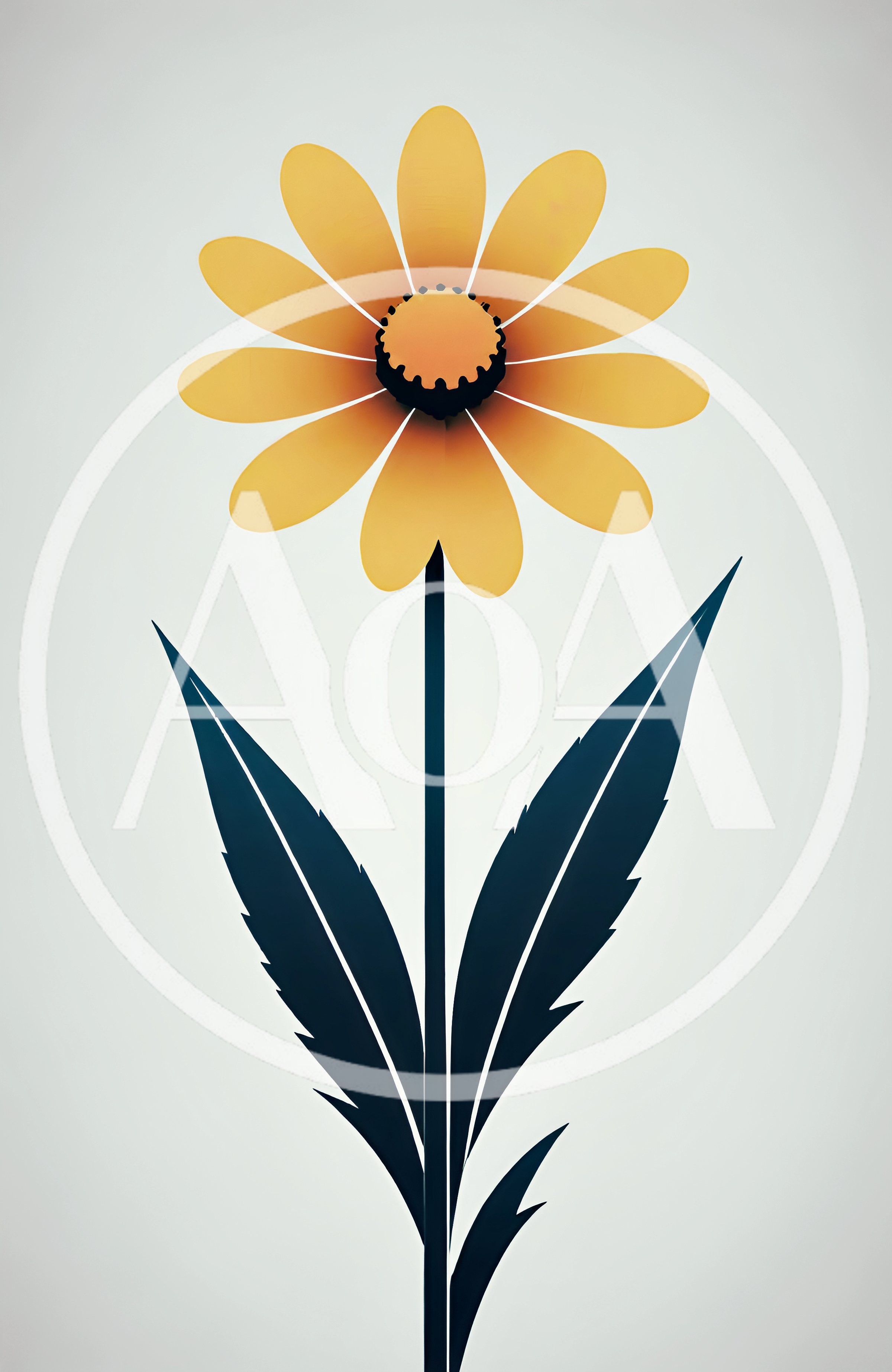 Minimalist Illustration Of A Single Yellow Daisy Flower