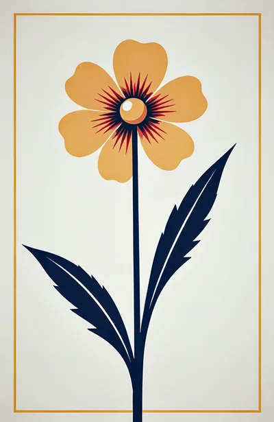 Minimalist Illustration Of A Single Yellow Flower