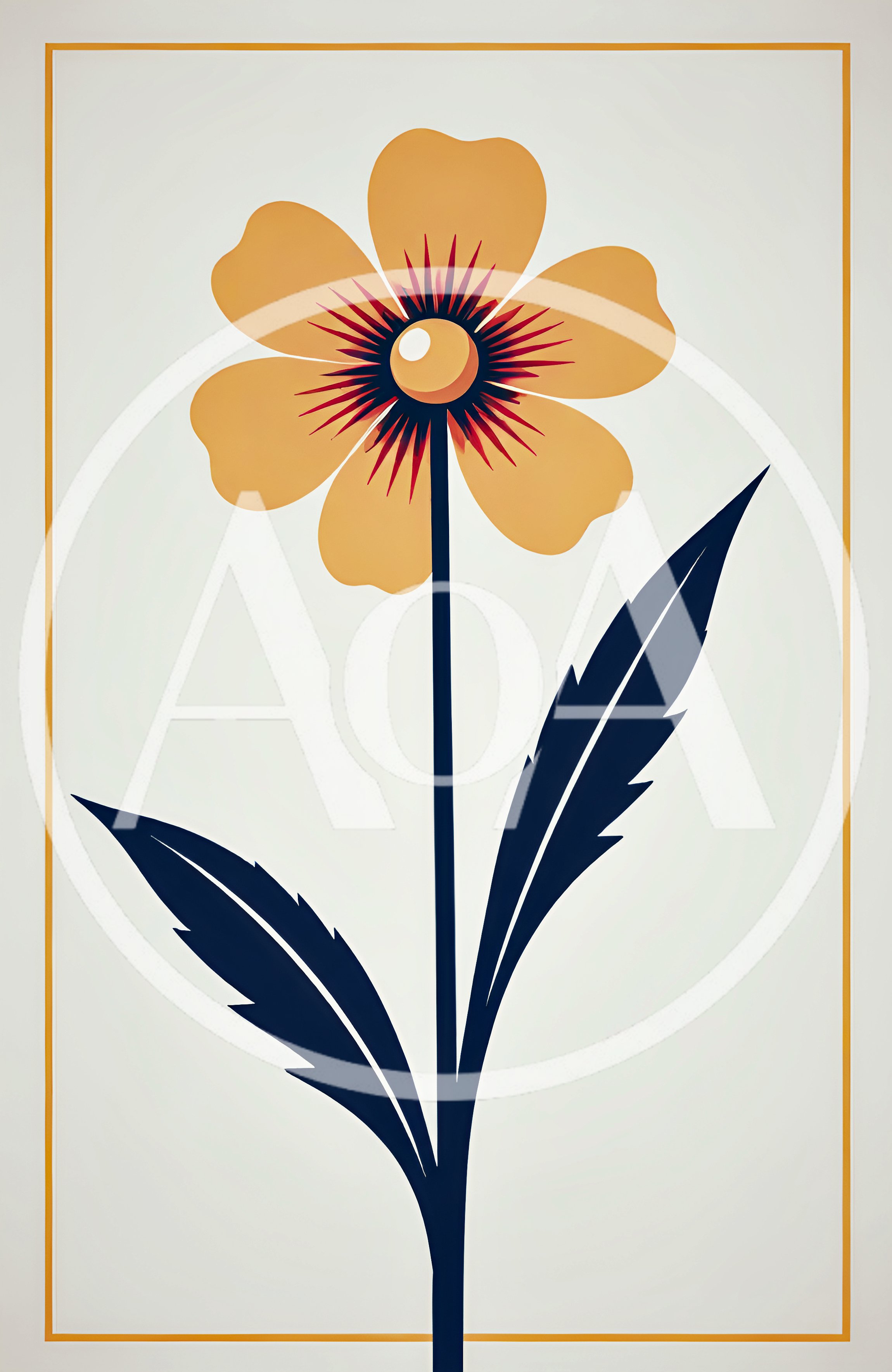 Minimalist Illustration Of A Single Yellow Flower