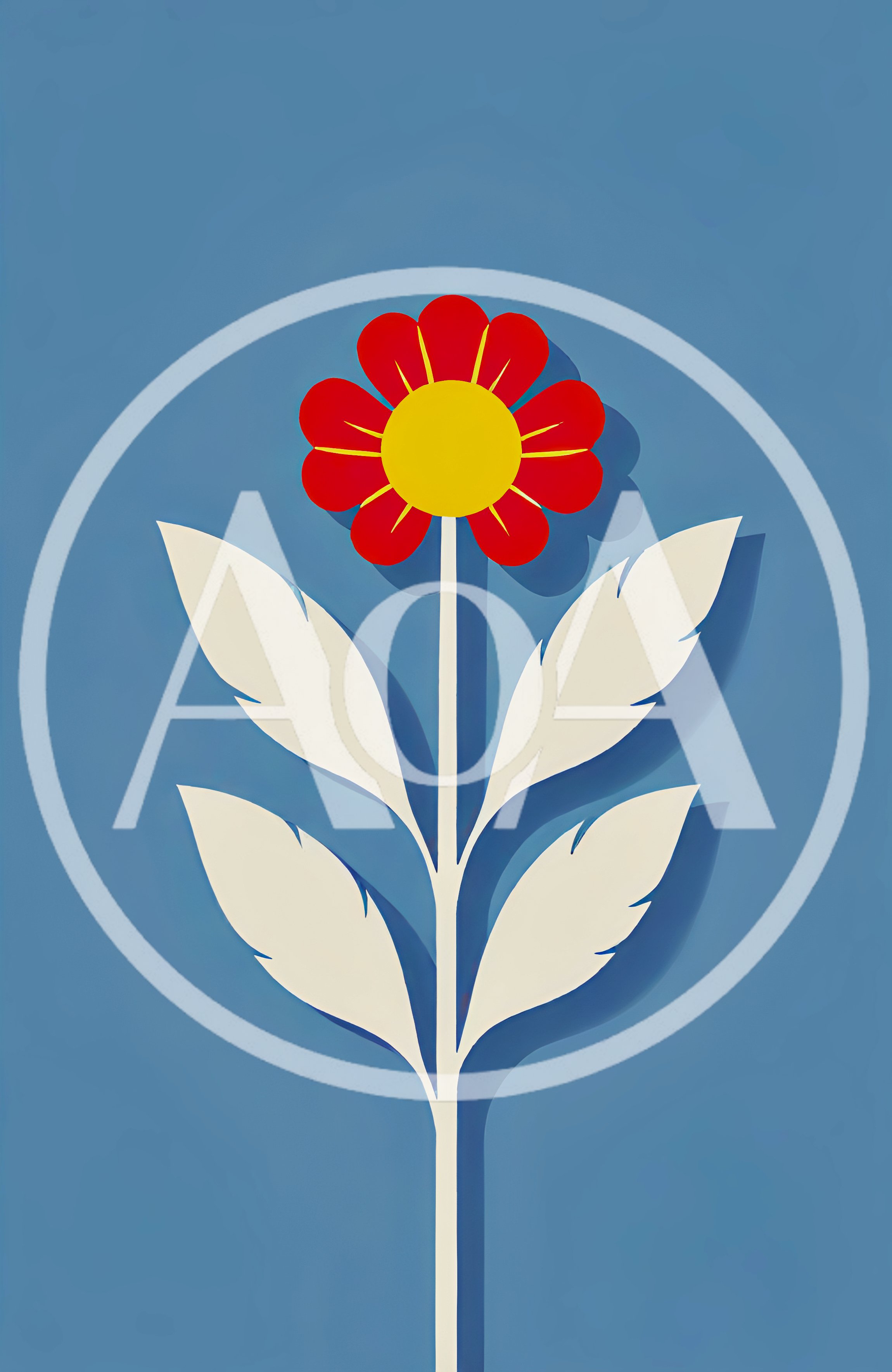 Minimalist Vector Illustration Of A Stylized Red Flower