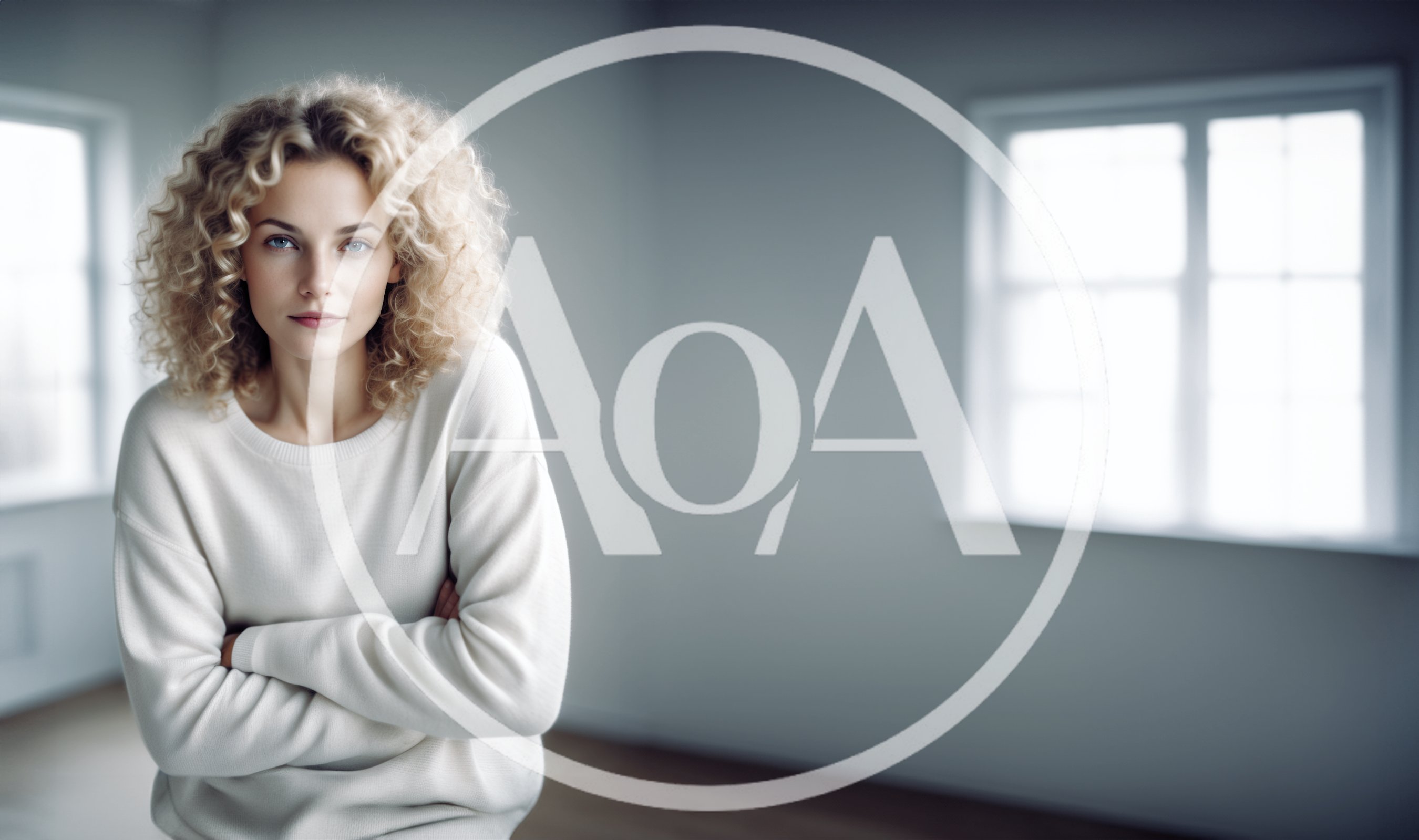 Portrait Of A Blonde Woman With Curly Hair